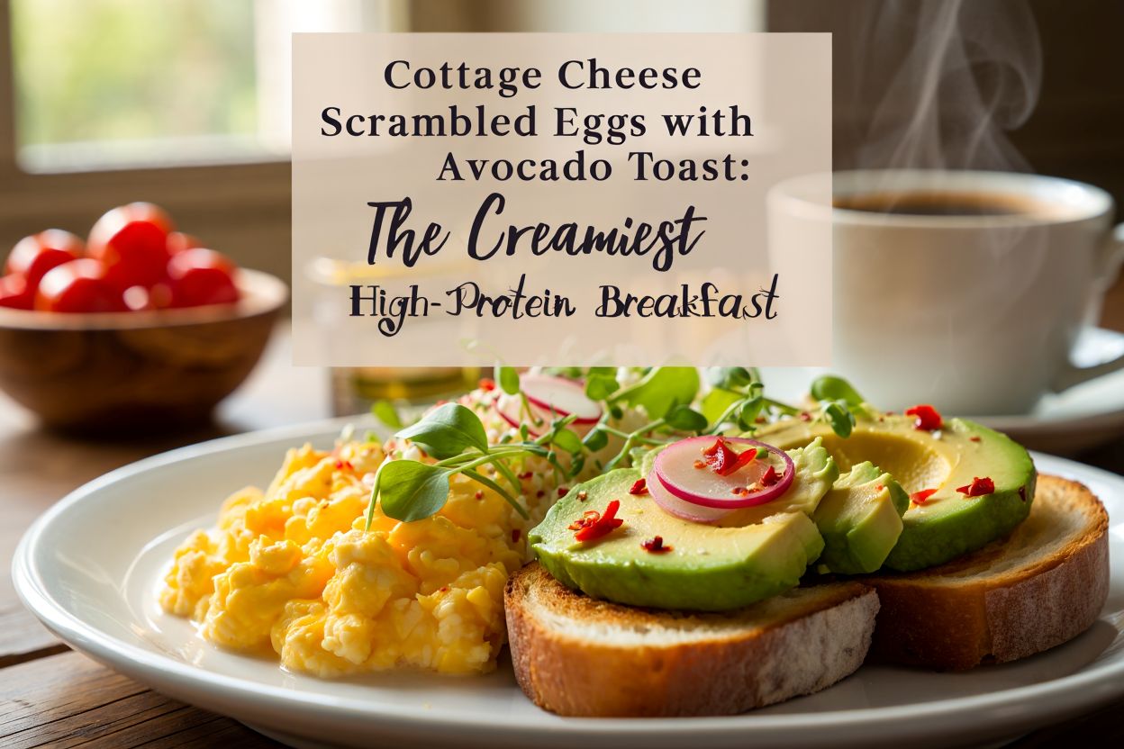 Cottage Cheese Scrambled Eggs with Avocado Toast: The Creamiest High-Protein Breakfast