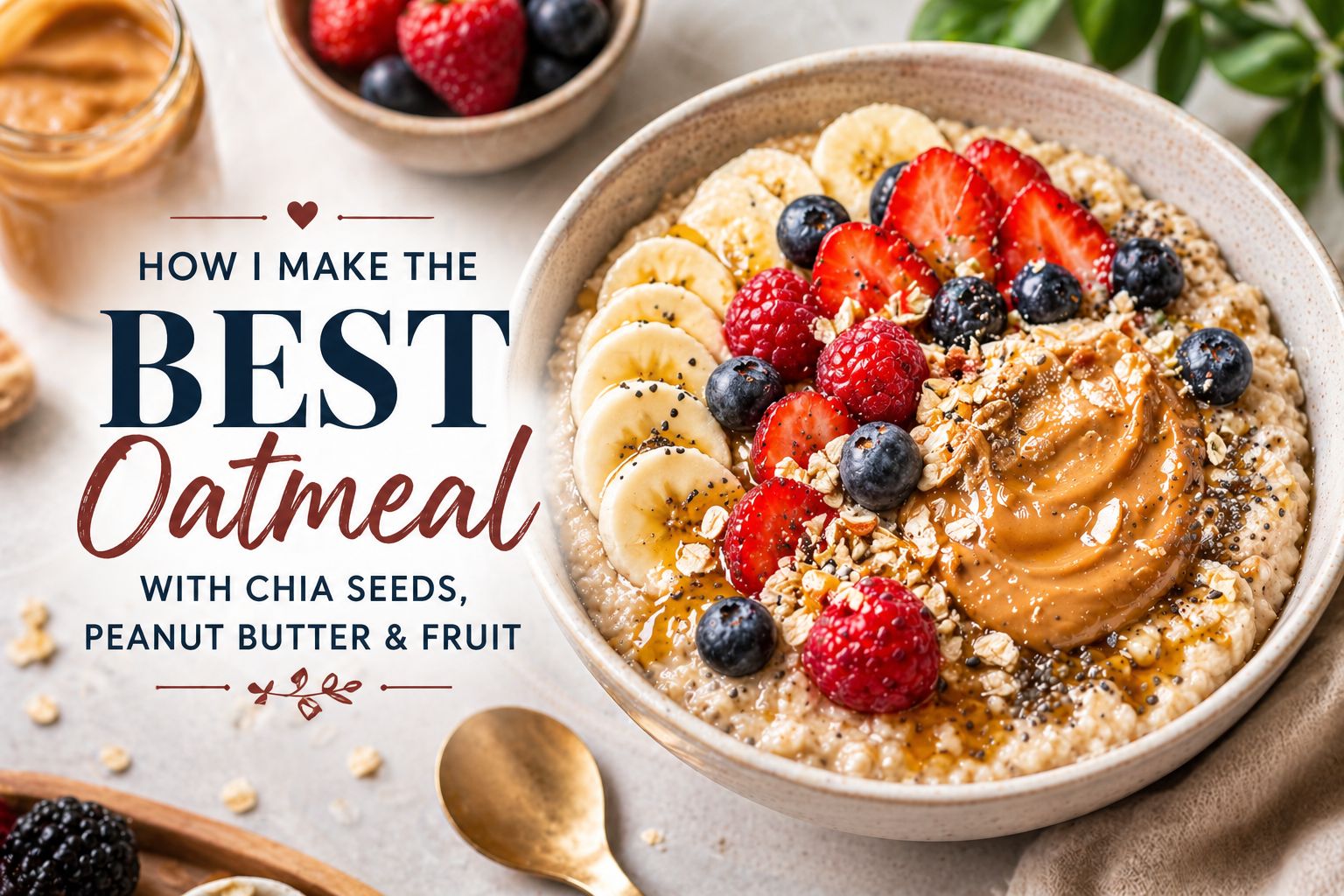 How I Make the Best Oatmeal with chia seeds, peanut butter & fruit for Busy Mornings