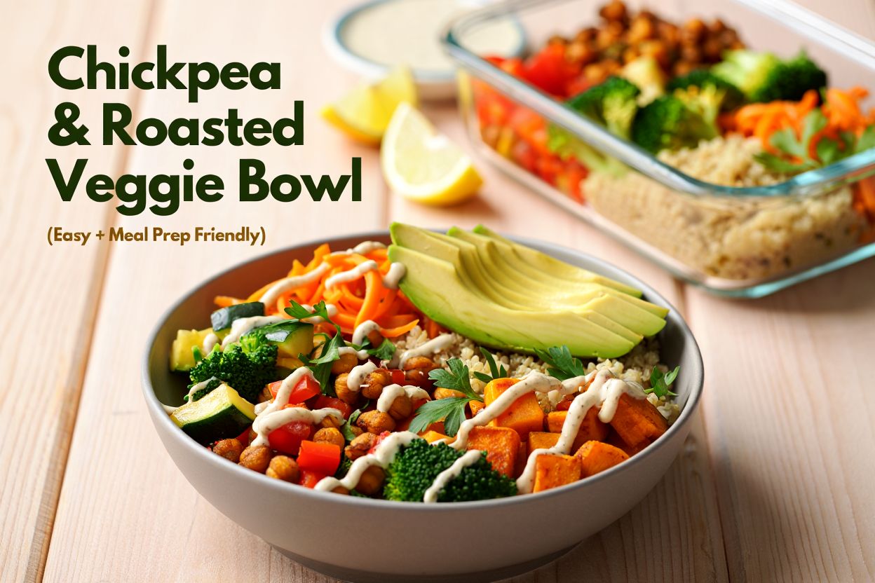 Chickpea & Roasted Veggie Bowl (Easy + Meal Prep Friendly)