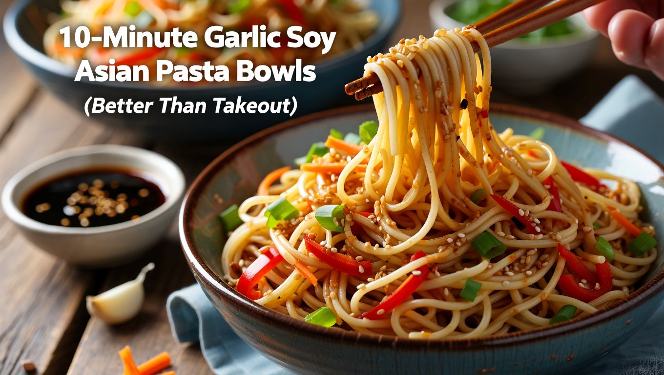 10-Minute Garlic Soy Asian Pasta Bowls (Better Than Takeout)