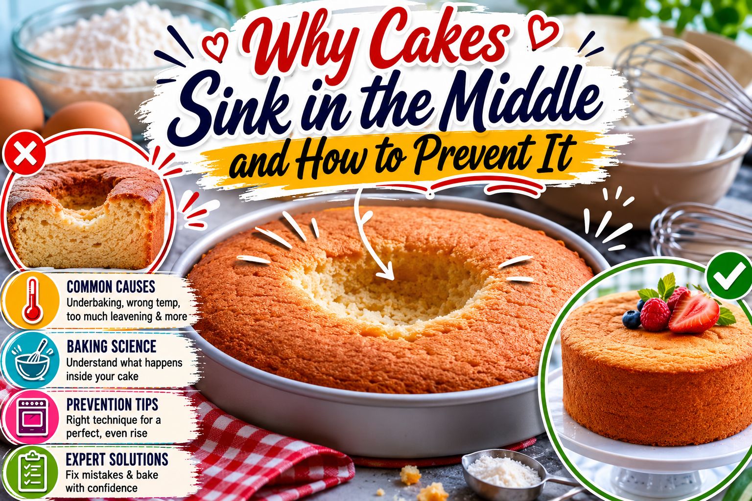 Why Cakes Sink in the Middle and How to Prevent It